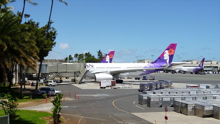 ハワイアン航空HA449便［14:25ホノルル→18:15関西］機材A330-200