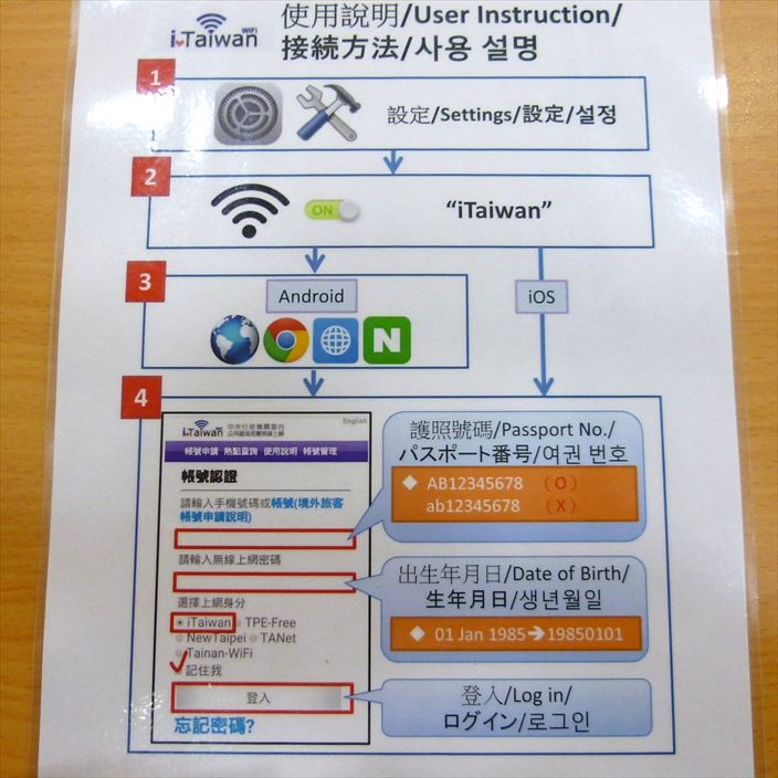台湾の無料Wi-Fi『iTaiwan』